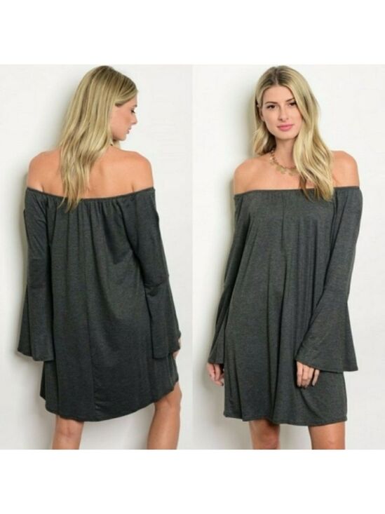 Dresses & Skirts - Gray Off Shoulder Dress